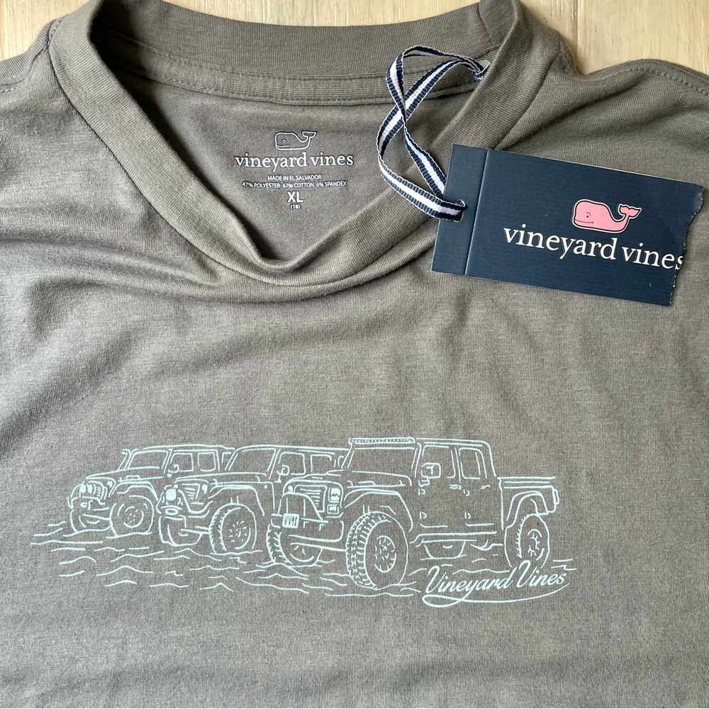 NWT Vineyard Vines boys long sleeve Gray Harbor Beach Fleet shirt XLarge (18) - Picture 2 of 4